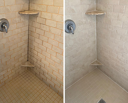 Tile Shower Before and After a Grout Sealing in Melbourne