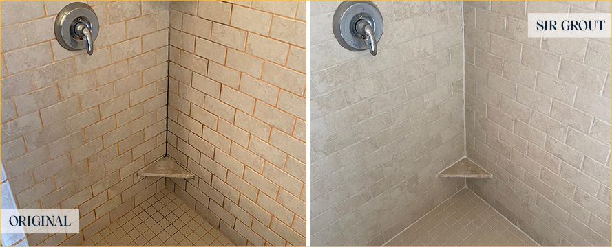 Tile Shower Before and After a Grout Sealing in Melbourne