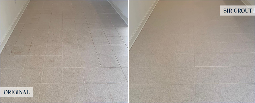 Ceramic Floor Before and After a Tile Cleaning in Palm Bay