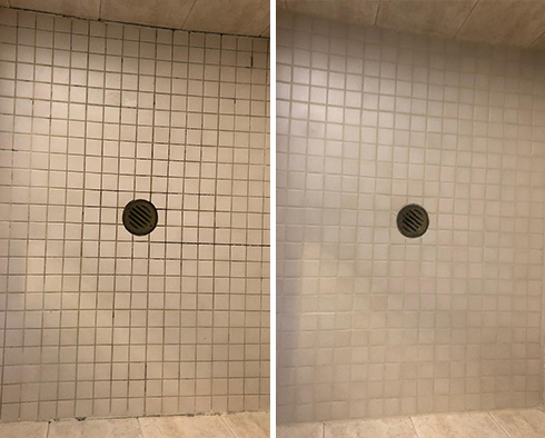 Shower Floor Before and After a Grout Sealing in Avondale